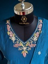 Hand Embroidery | Roman Silk | Suit set with Pants | Navy Blue