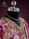 Hand Embroidery | Roman Silk | Suit set with Pants | Navy Blue