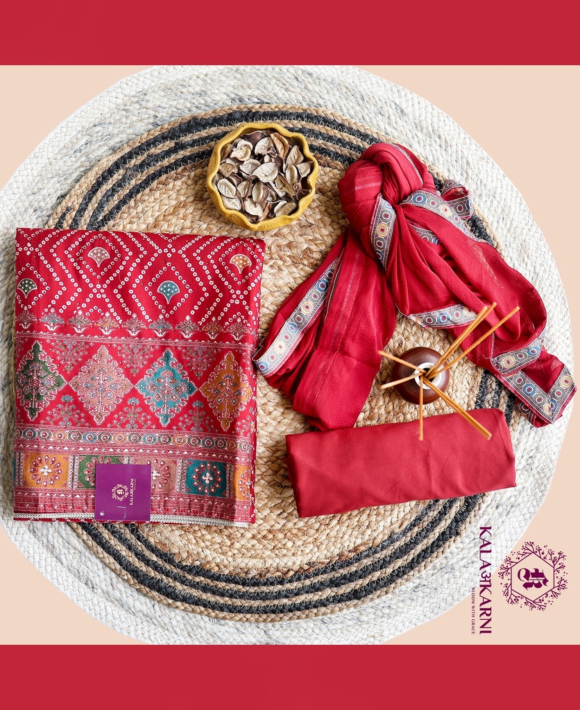 Stone Work | Modal Silk | Dress Material | Maroon